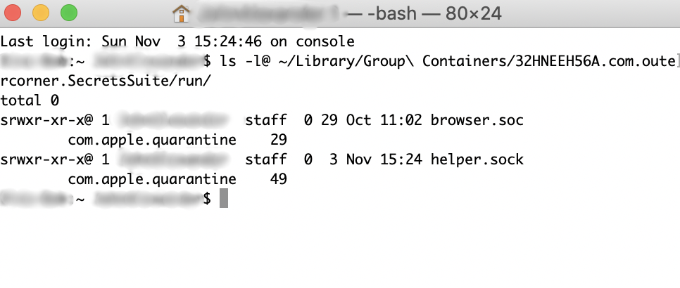Redacted screenshot of Terminal.app sent by the user