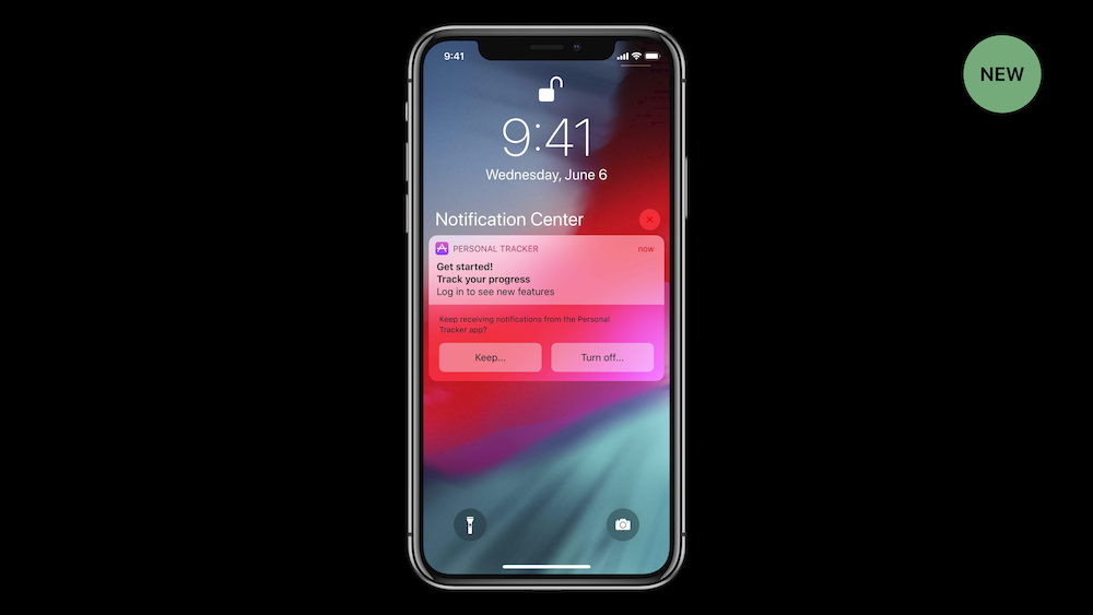 Slide from WWDC 18's “What's New in User Notifications”